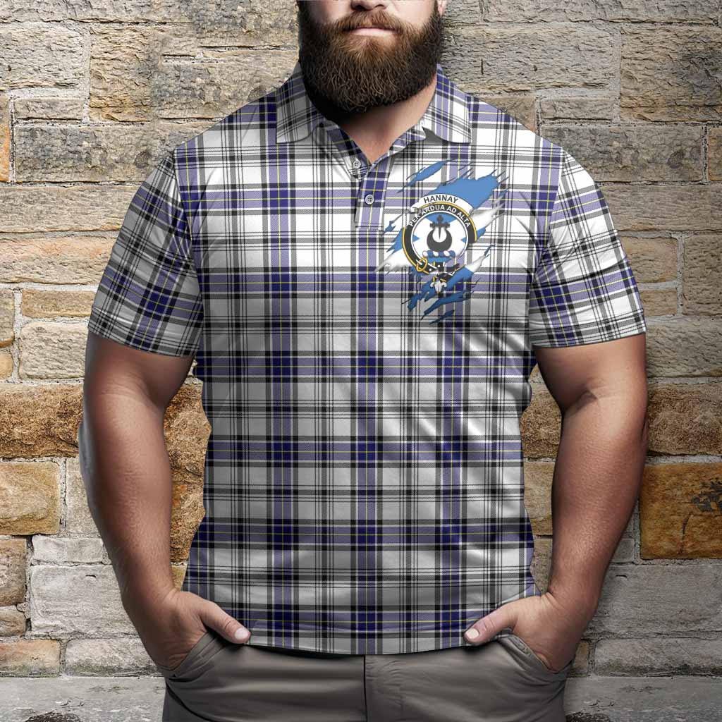 Hannay Clan Crest In Me Tartan Polo Shirt Scotland Flag Style