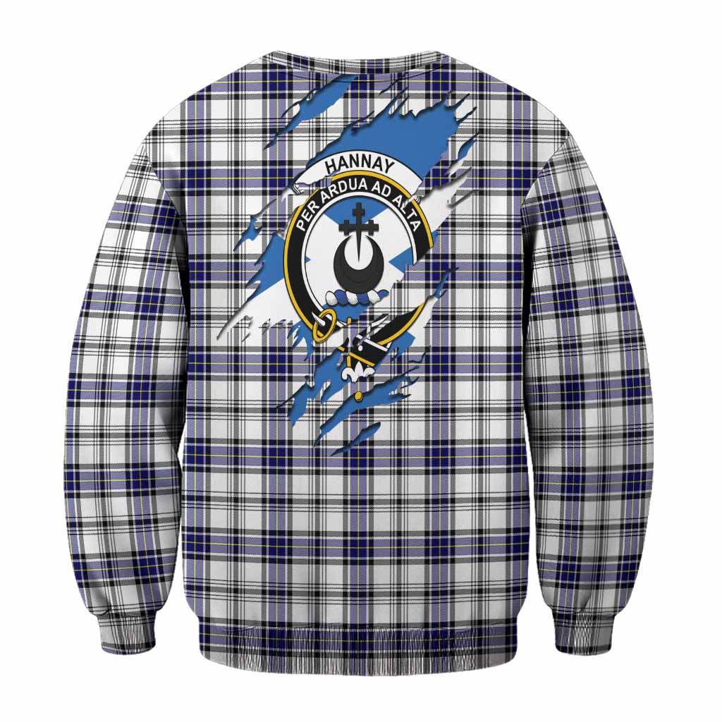 Hannay Clan Crest In Me Tartan Sweatshirt Scotland Flag Style
