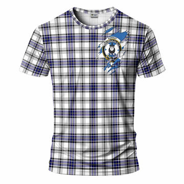 Hannay Clan Crest In Me Tartan T-Shirt Scotland Flag Style