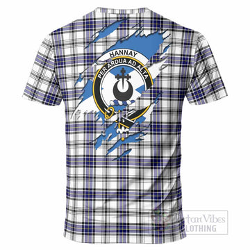 Hannay Clan Crest In Me Tartan T-Shirt Scotland Flag Style