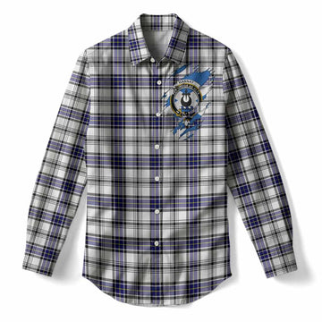 Hannay Clan Crest In Me Tartan Women Casual Shirt Scotland Flag Style