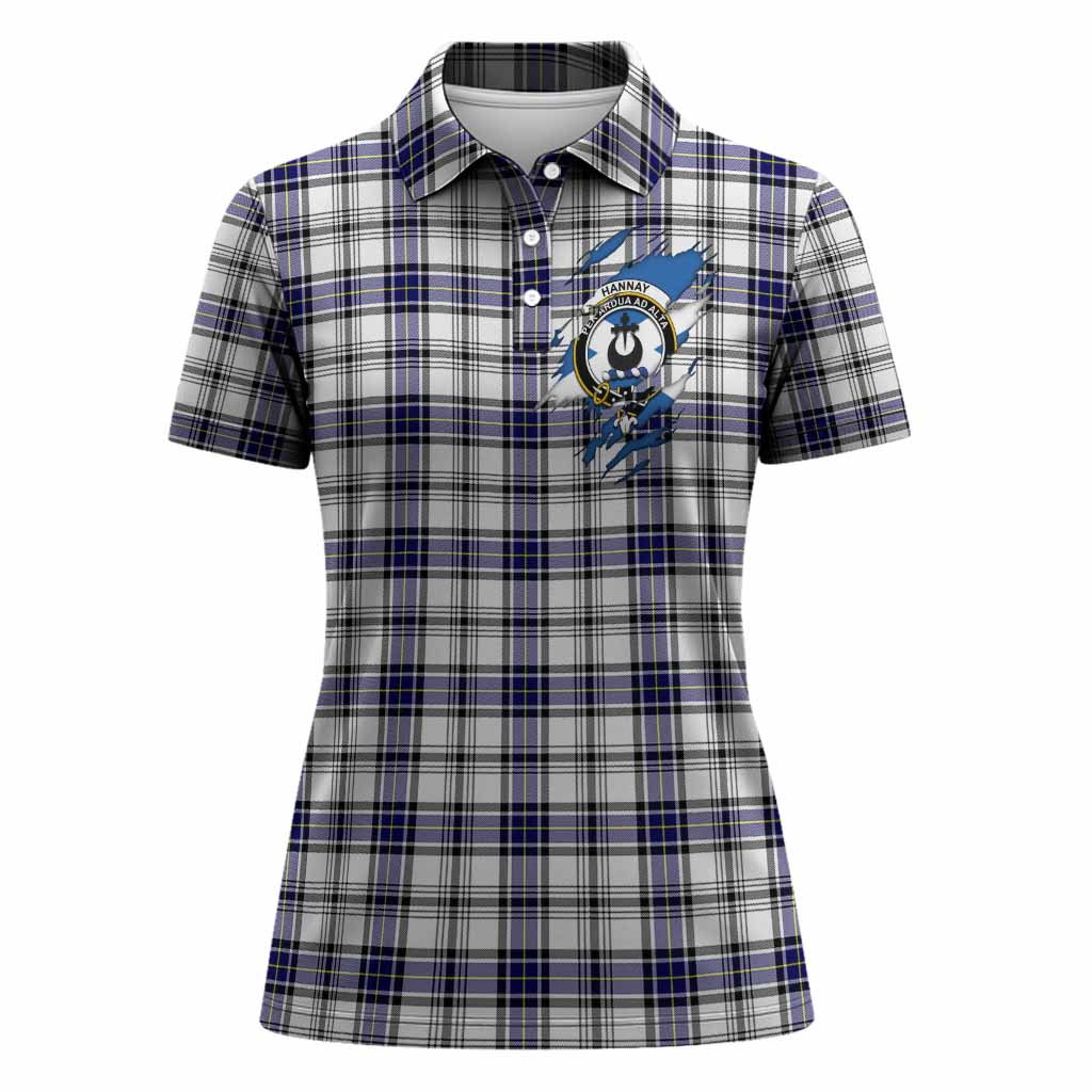 Hannay Clan Crest In Me Tartan Women Polo Shirt Scotland Flag Style