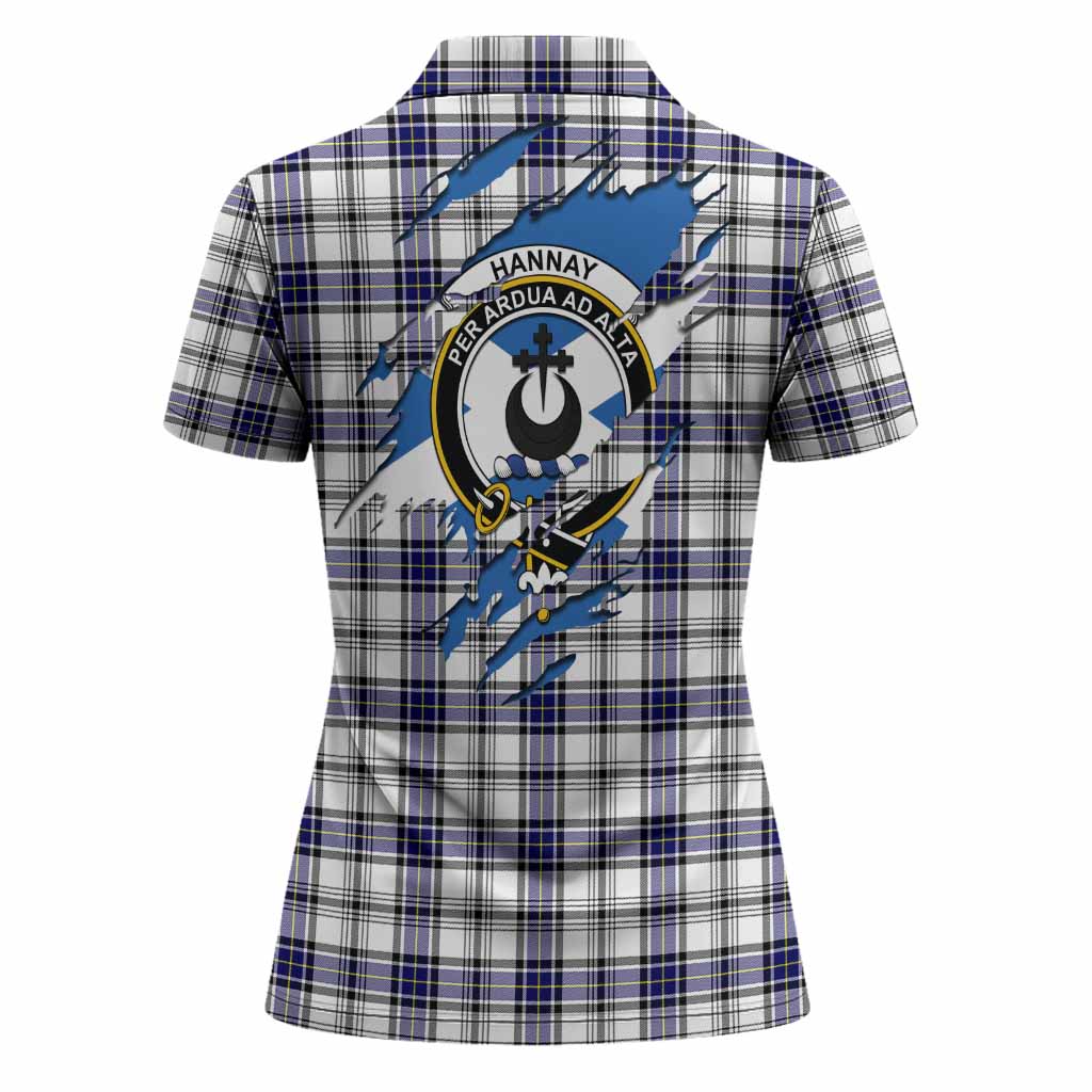 Hannay Clan Crest In Me Tartan Women Polo Shirt Scotland Flag Style