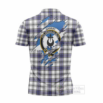 Hannay Clan Crest In Me Tartan Zipper Polo Shirt Scotland Flag Style