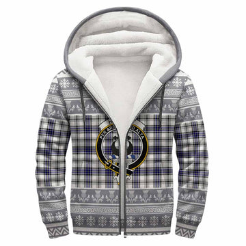 Hannay Clan Tartan Christmas Fleece Hoodie with Family Crest