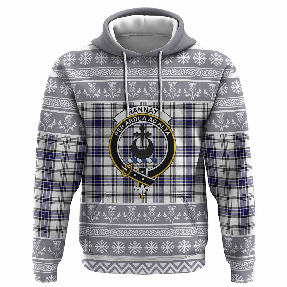 Hannay Clan Tartan Christmas Hoodie with Family Crest - Tartan Vibes Clothing