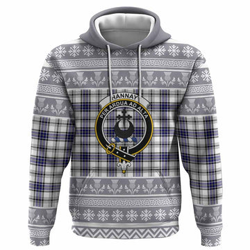 Hannay Clan Tartan Christmas Hoodie with Family Crest