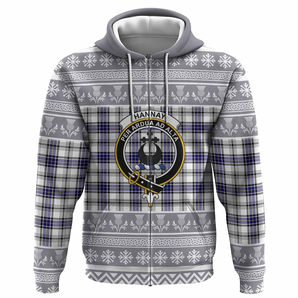 Hannay Clan Tartan Christmas Hoodie with Family Crest - Tartan Vibes Clothing