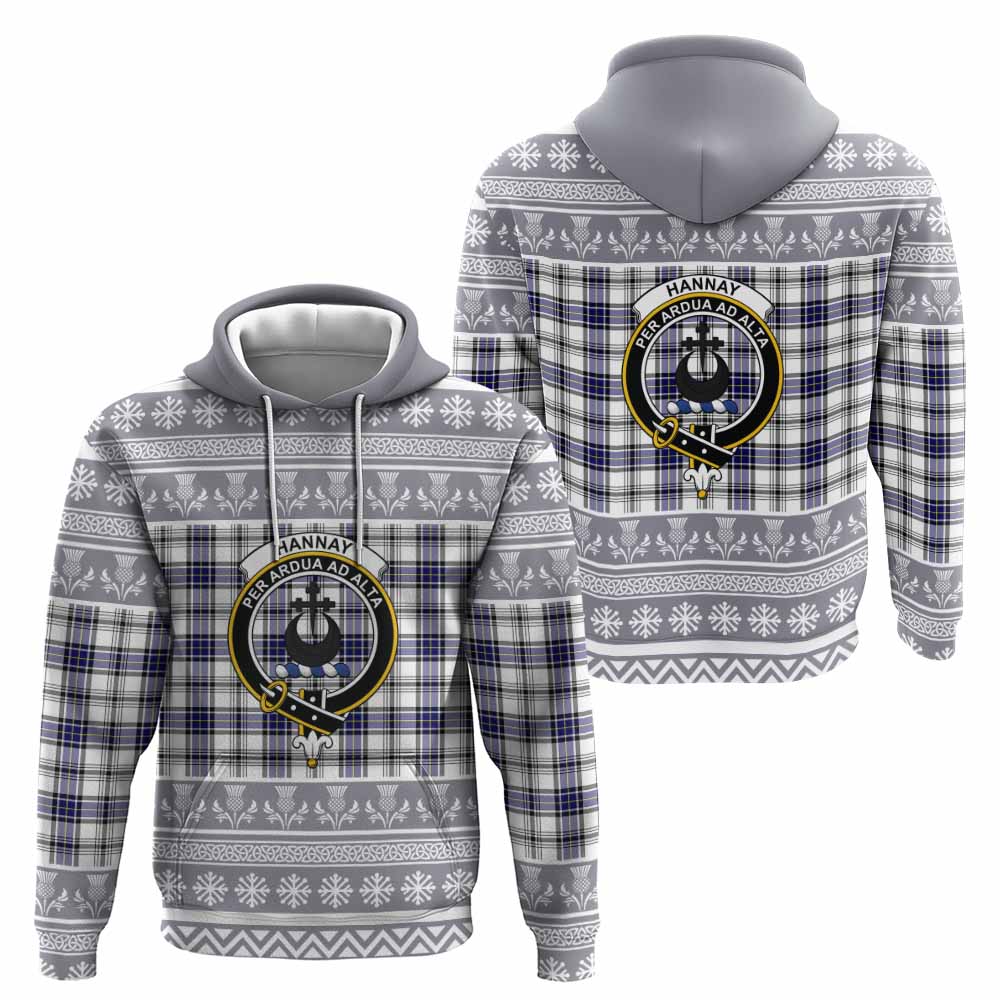 Hannay Clan Tartan Christmas Hoodie with Family Crest - Tartan Vibes Clothing