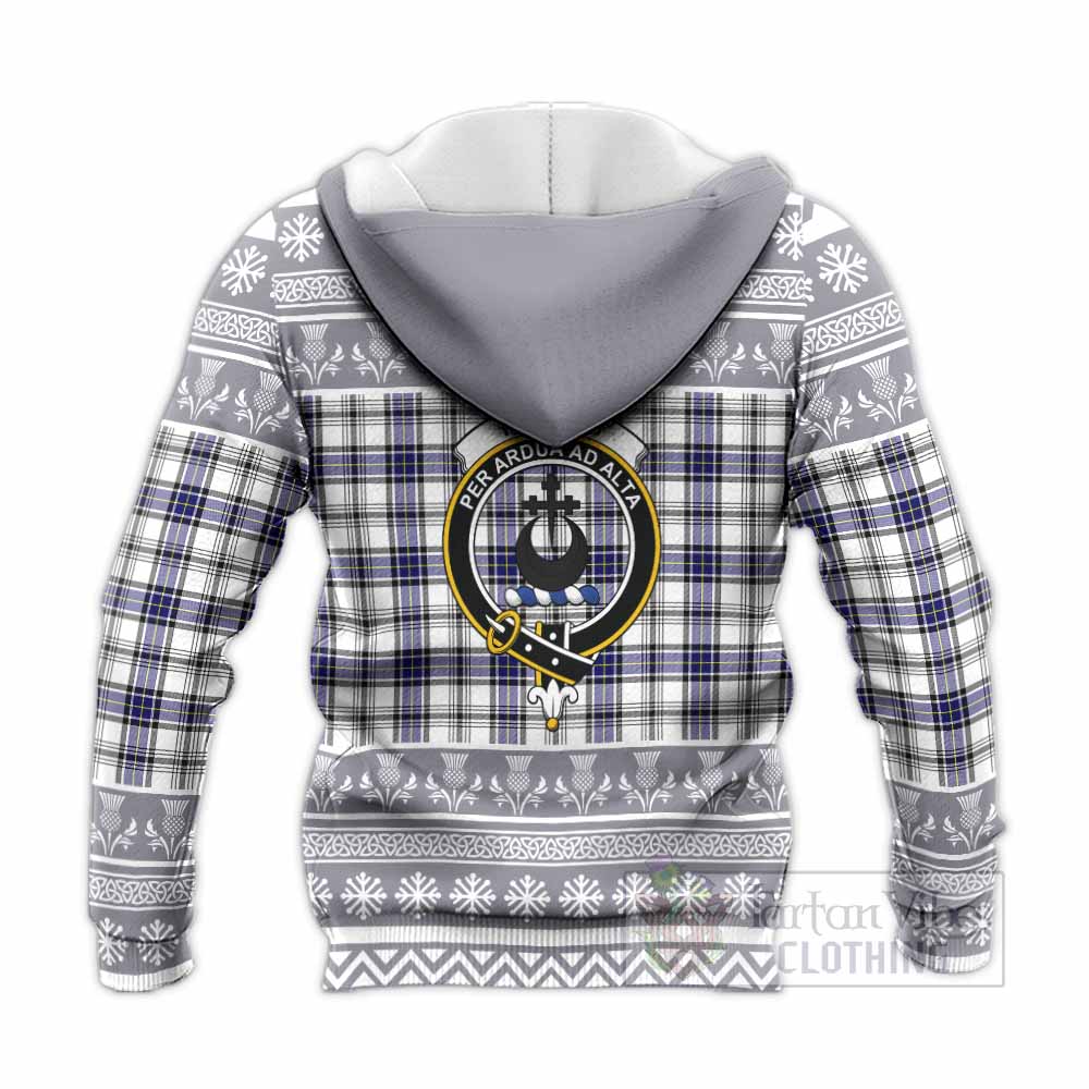 Hannay Clan Tartan Christmas Knitted Hoodie with Family Crest - Tartan Vibes Clothing