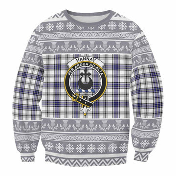 Hannay Clan Tartan Christmas Sweatshirt with Family Crest