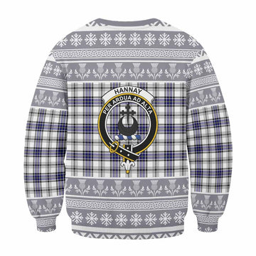 Hannay Clan Tartan Christmas Sweatshirt with Family Crest