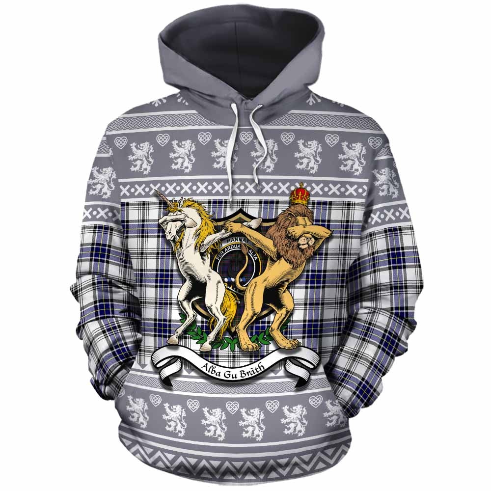 Hannay Clan Tartan Crest Christmas Cotton Hoodie Coat of Arms Funny Style - Tartan Vibes Clothing