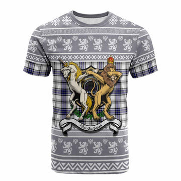 Hannay Clan Tartan Crest Christmas Cotton T-shirt Coat of Arms Funny Style