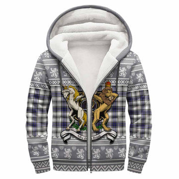 Hannay Clan Tartan Crest Christmas Fleece Hoodie Coat of Arms Funny Style