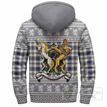 Hannay Clan Tartan Crest Christmas Fleece Hoodie Coat of Arms Funny Style