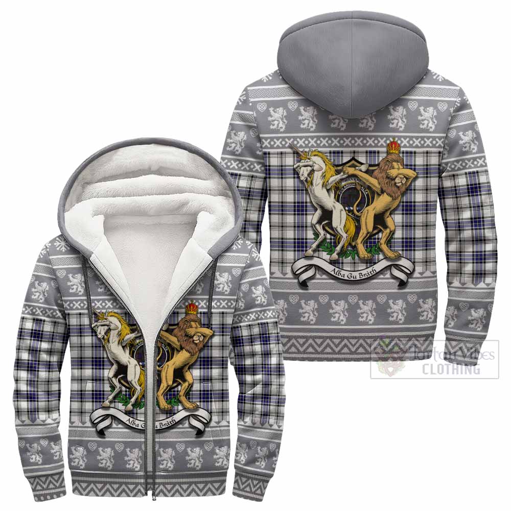 Hannay Clan Tartan Crest Christmas Fleece Hoodie Coat of Arms Funny Style - Tartan Vibes Clothing
