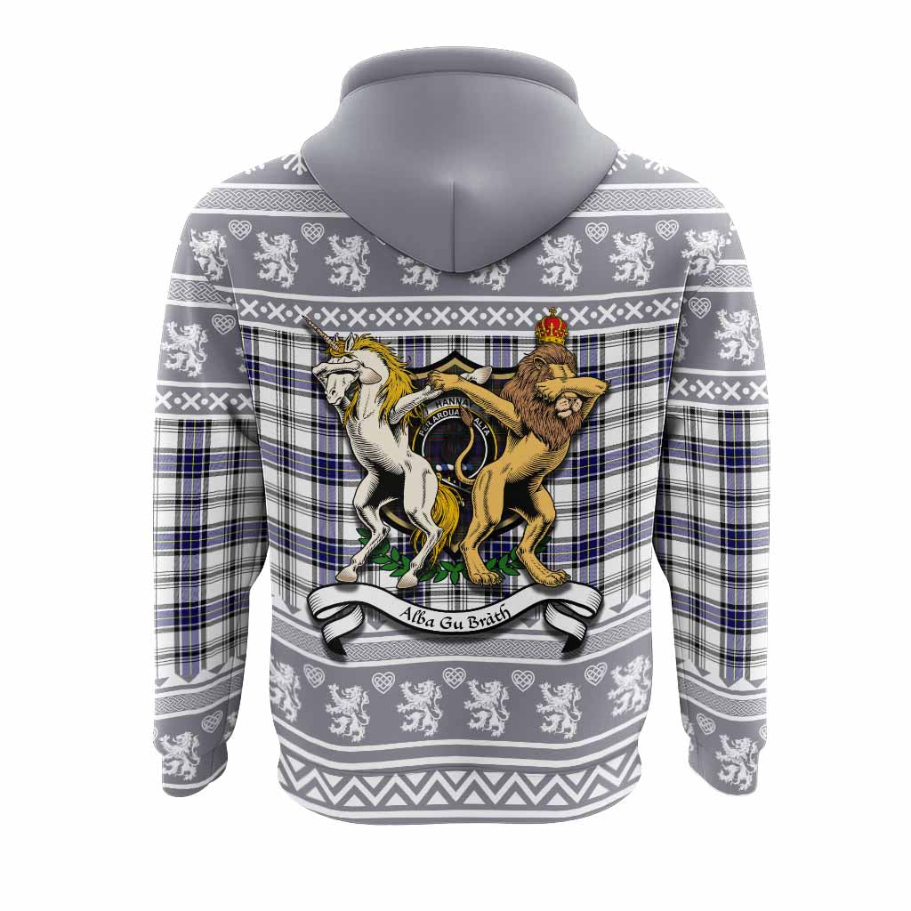 Hannay Clan Tartan Crest Christmas Hoodie Coat of Arms Funny Style - Tartan Vibes Clothing