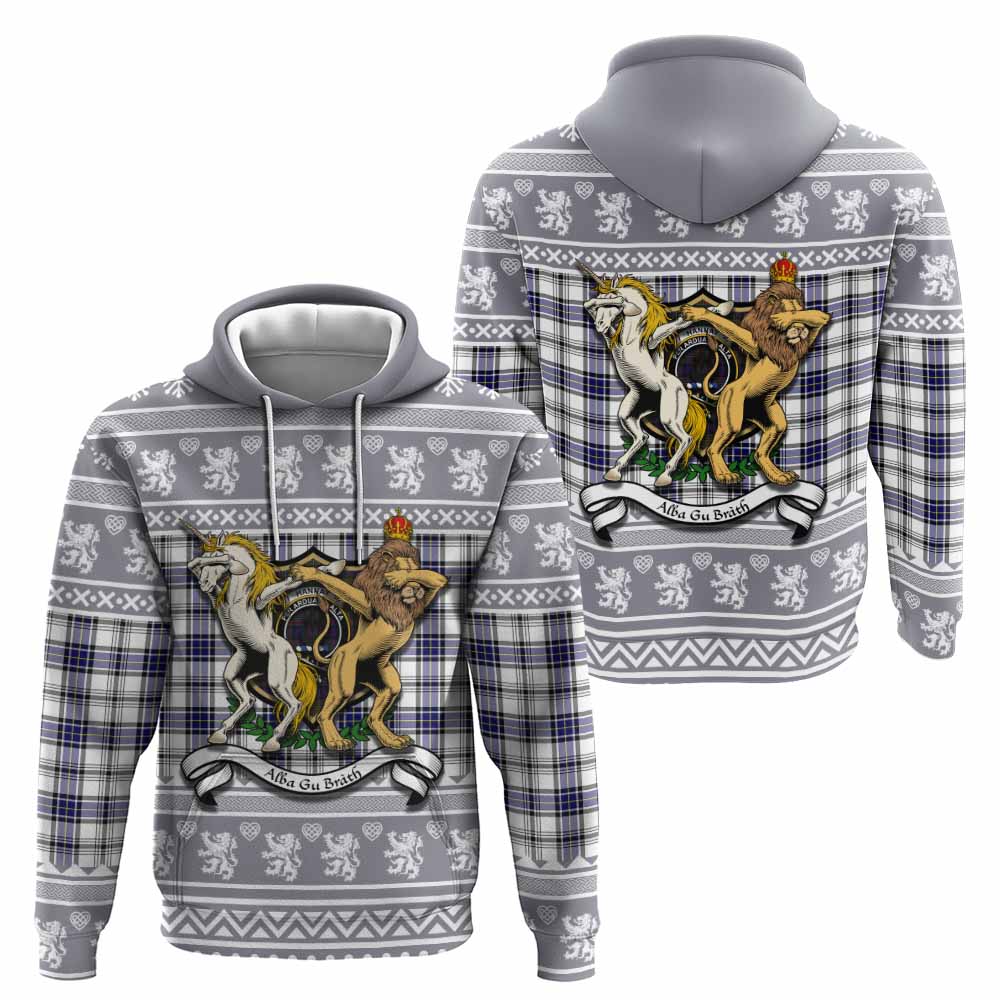 Hannay Clan Tartan Crest Christmas Hoodie Coat of Arms Funny Style - Tartan Vibes Clothing