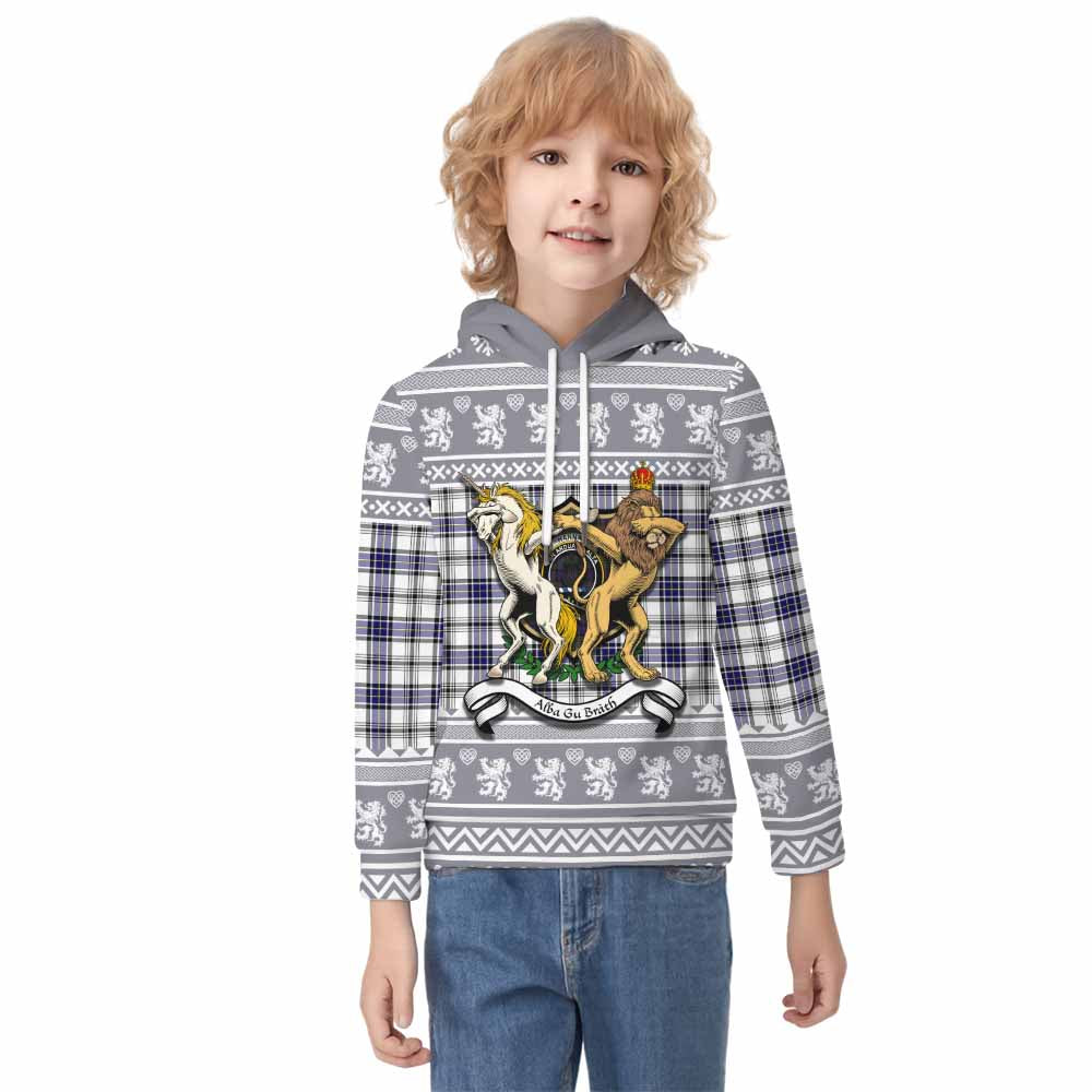Hannay Clan Tartan Crest Christmas Kid Hoodie Coat of Arms Funny Style - Tartan Vibes Clothing
