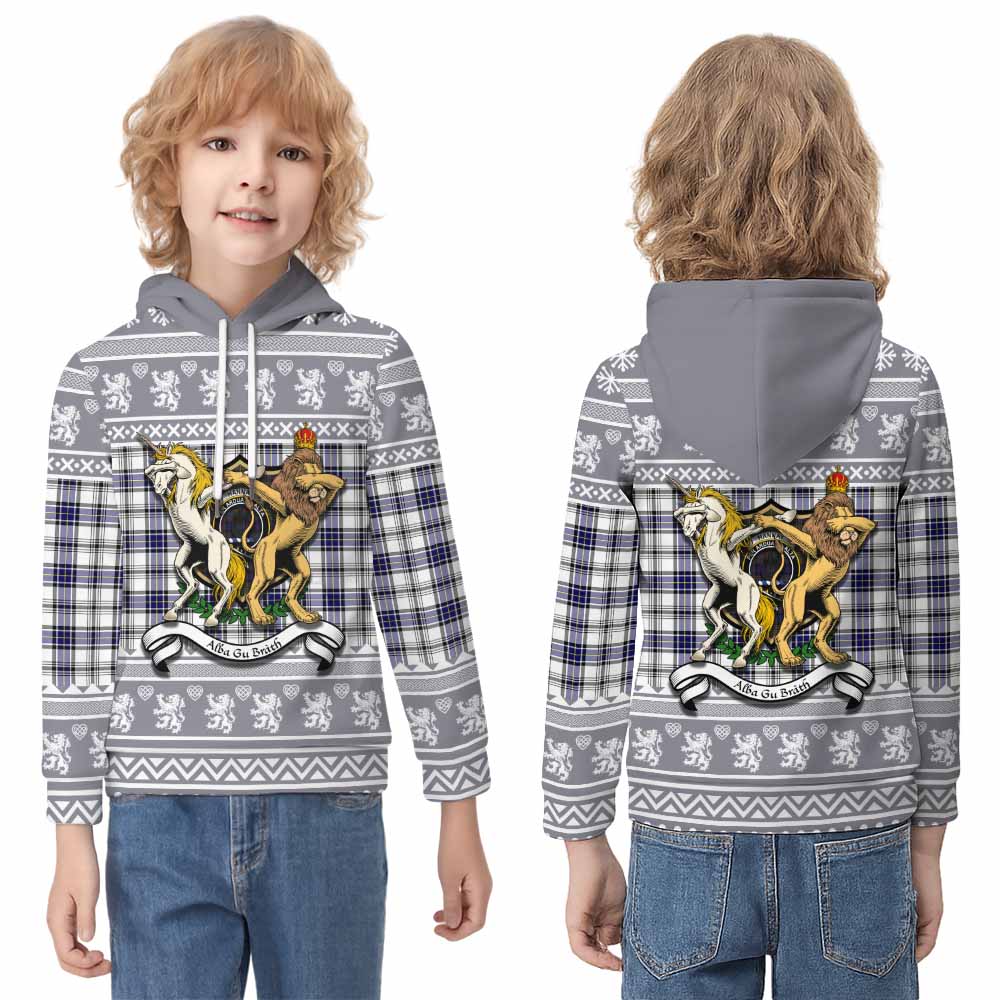 Hannay Clan Tartan Crest Christmas Kid Hoodie Coat of Arms Funny Style - Tartan Vibes Clothing