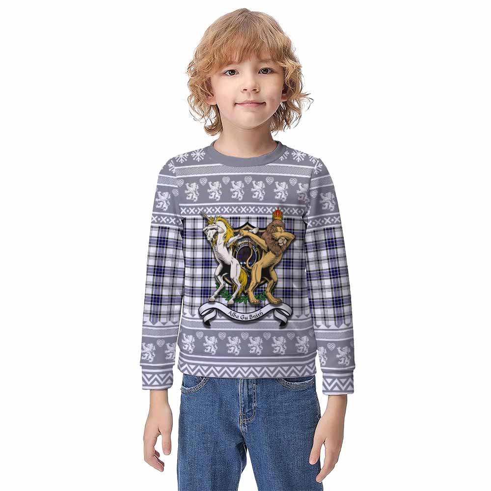 Hannay Clan Tartan Crest Christmas Kid Ugly Sweatshirt Coat of Arms Funny Style - Tartan Vibes Clothing