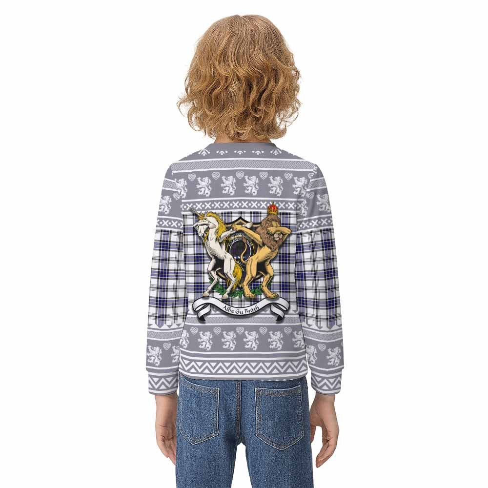 Hannay Clan Tartan Crest Christmas Kid Ugly Sweatshirt Coat of Arms Funny Style - Tartan Vibes Clothing