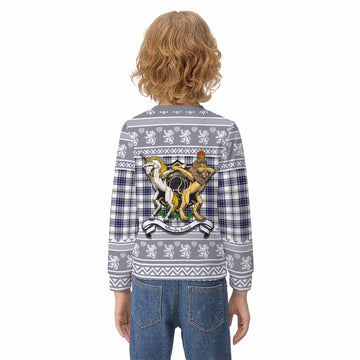 Hannay Clan Tartan Crest Christmas Kid Ugly Sweatshirt Coat of Arms Funny Style