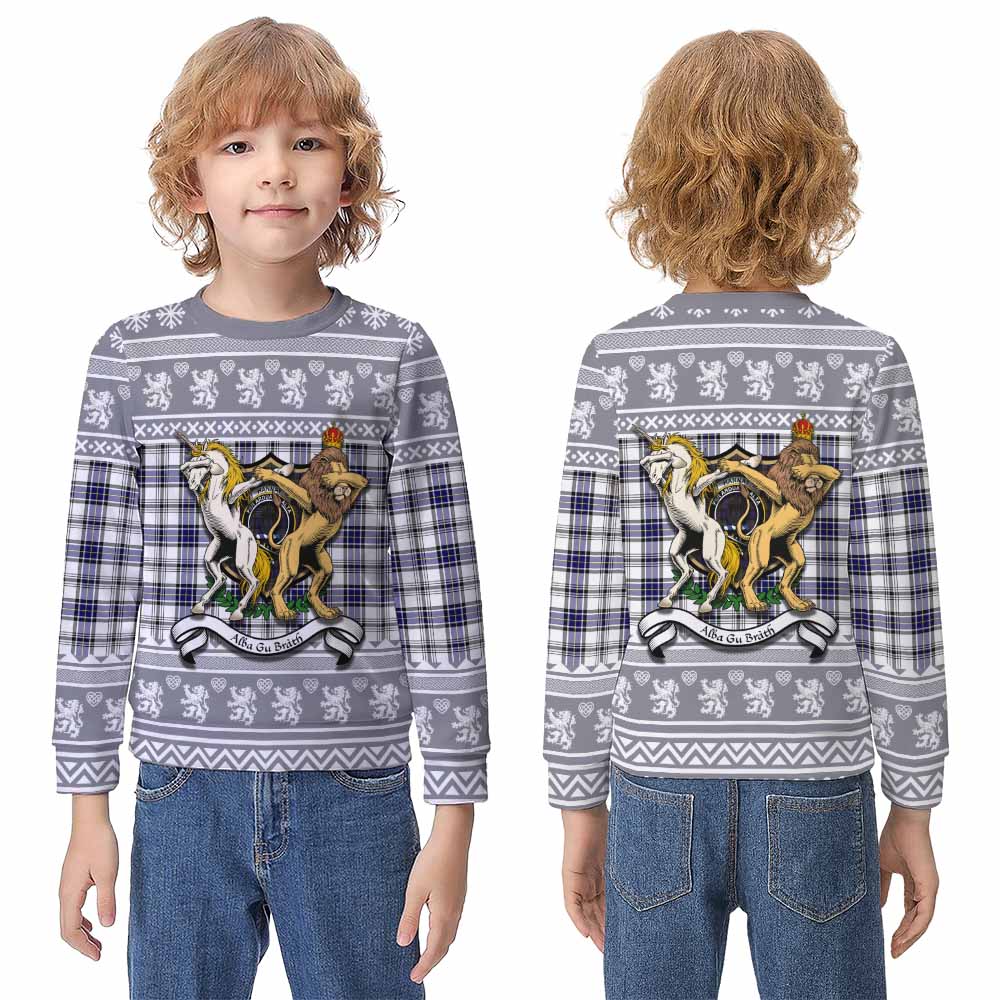 Hannay Clan Tartan Crest Christmas Kid Ugly Sweatshirt Coat of Arms Funny Style - Tartan Vibes Clothing