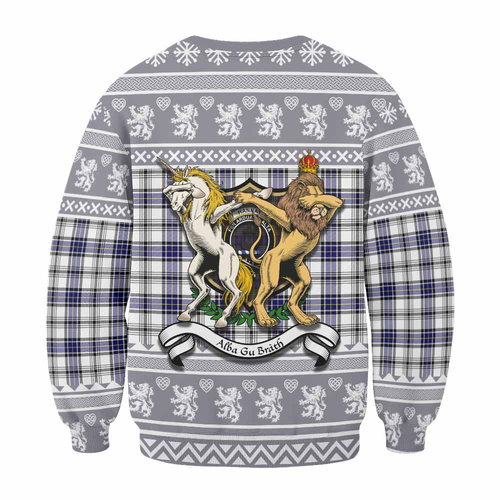 Hannay Clan Tartan Crest Christmas Sweatshirt Coat of Arms Funny Style - Tartan Vibes Clothing