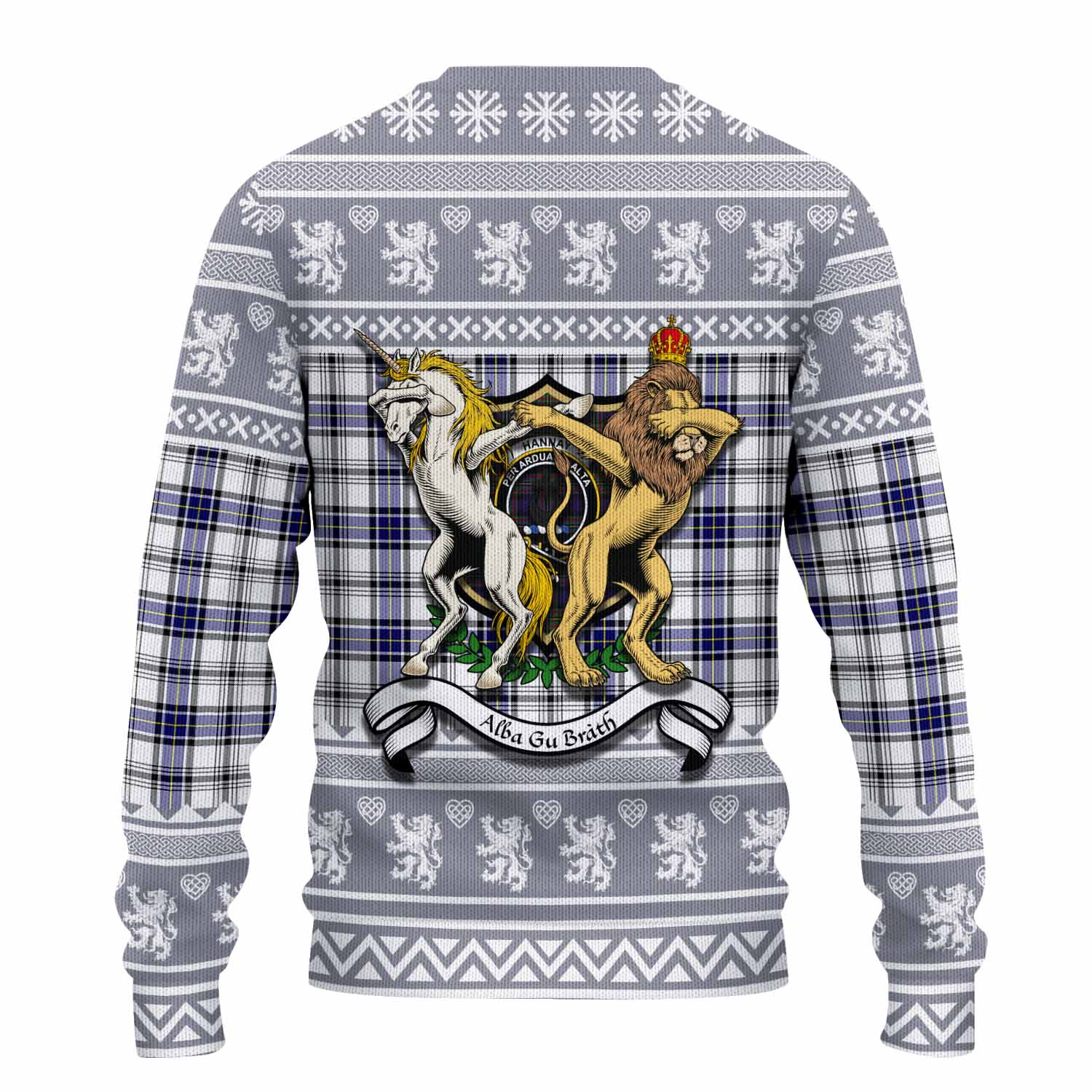 Hannay Clan Tartan Crest Christmas Ugly Sweater Coat of Arms Funny Style - Tartan Vibes Clothing