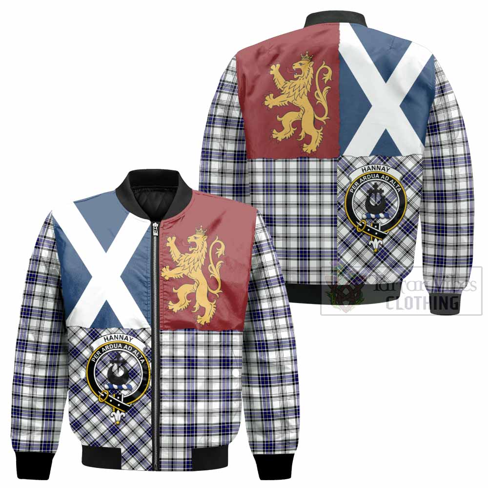 Hannay Crest Tartan Bomber Jacket with Lion Rampant Saltire Style