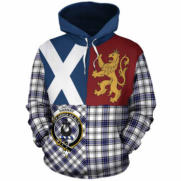 Hannay Crest Tartan Cotton Hoodie with Lion Rampant Saltire Style