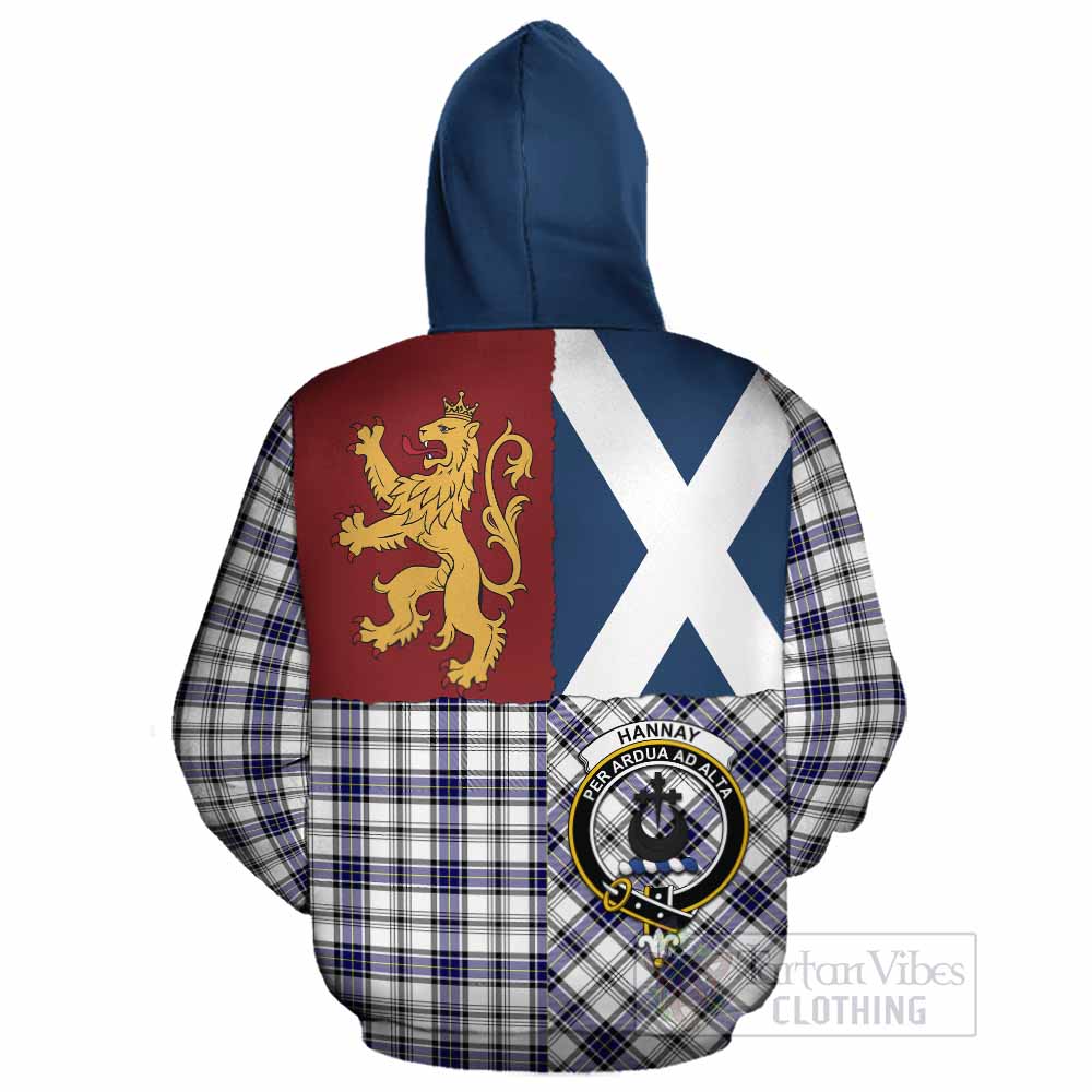 Hannay Crest Tartan Cotton Hoodie with Lion Rampant Saltire Style - Tartan Vibes Clothing