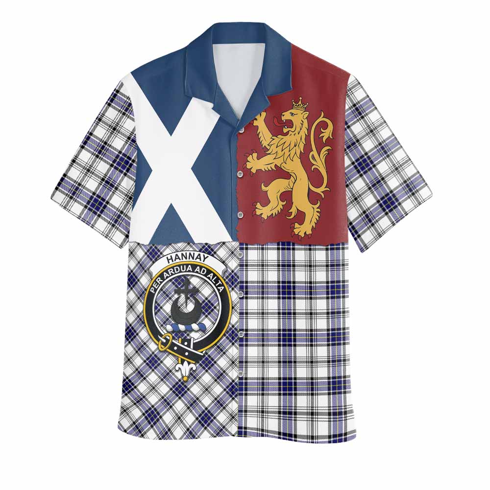 Hannay Crest Tartan Hawaiian Shirt with Lion Rampant Saltire Style