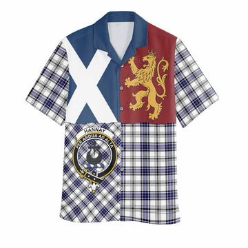 Hannay Crest Tartan Hawaiian Shirt with Lion Rampant Saltire Style