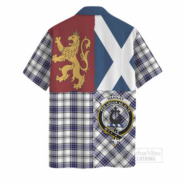Hannay Crest Tartan Hawaiian Shirt with Lion Rampant Saltire Style