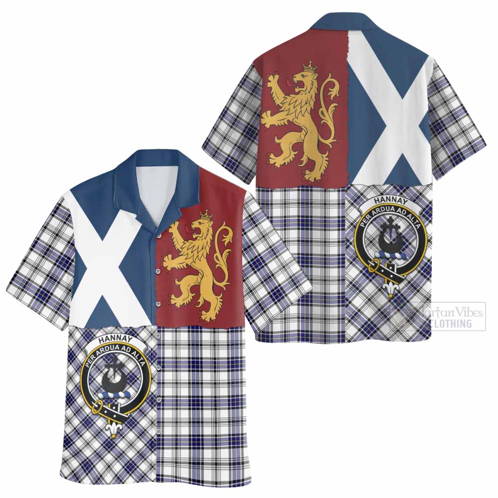 Hannay Crest Tartan Hawaiian Shirt with Lion Rampant Saltire Style
