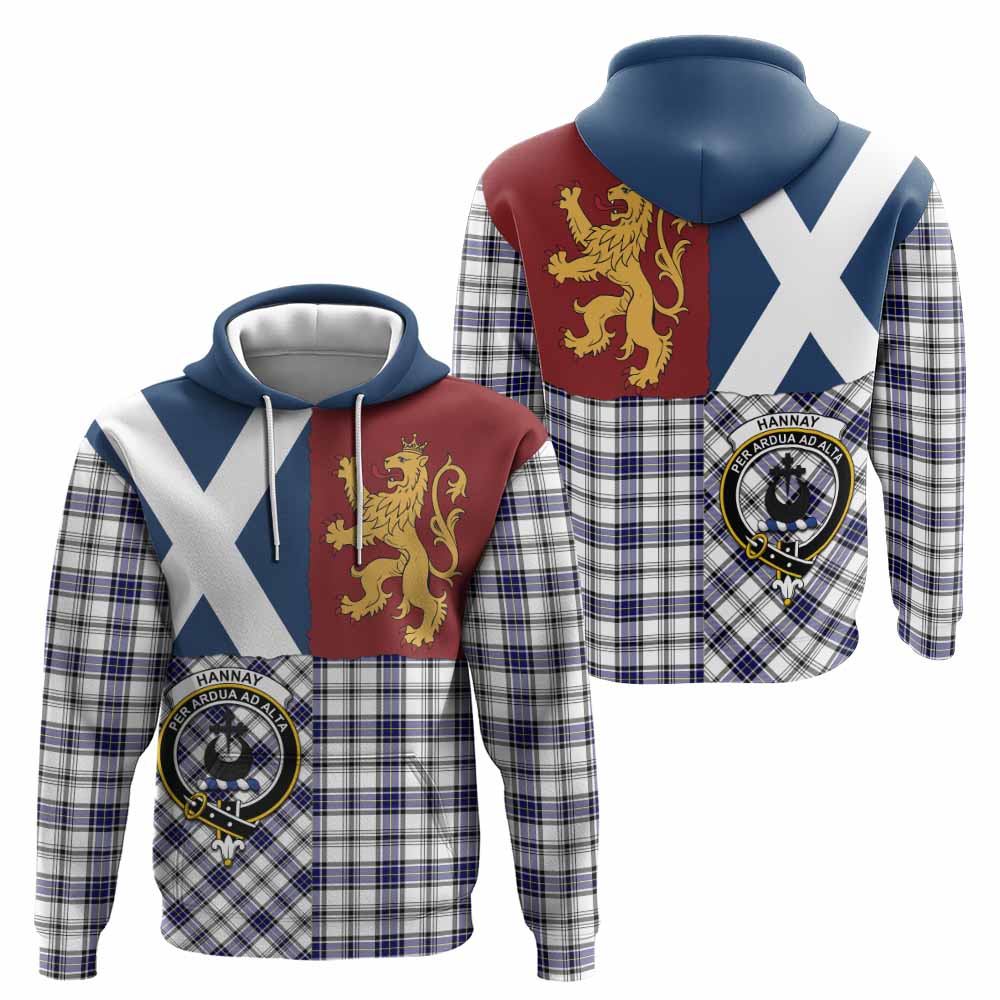 Hannay Crest Tartan Hoodie with Lion Rampant Saltire Style