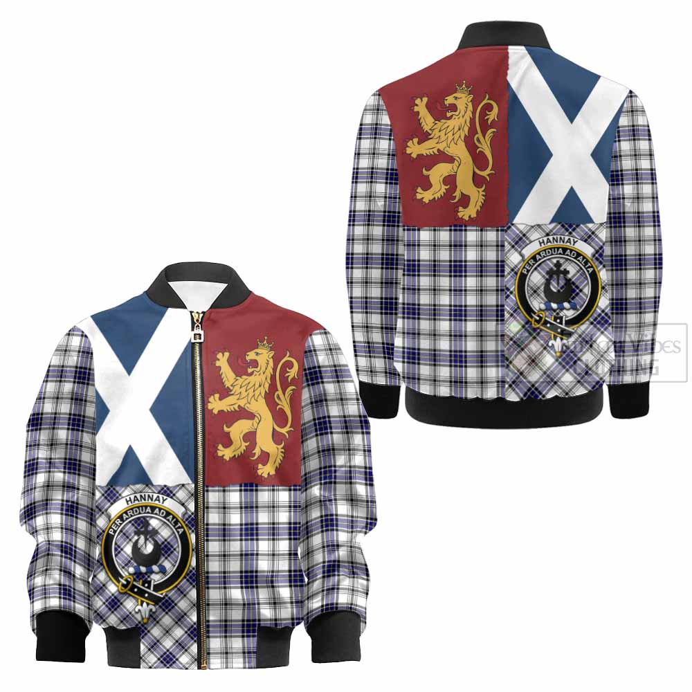 Hannay Crest Tartan Kid Bomber Jacket with Lion Rampant Saltire Style - Tartan Vibes Clothing
