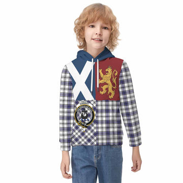 Hannay Crest Tartan Kid Hoodie with Lion Rampant Saltire Style