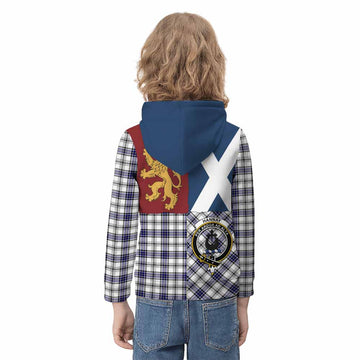 Hannay Crest Tartan Kid Hoodie with Lion Rampant Saltire Style