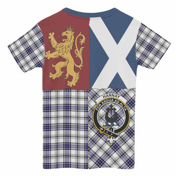 Hannay Crest Tartan Kid T-shirt with Lion Rampant Saltire Style - Tartan Vibes Clothing
