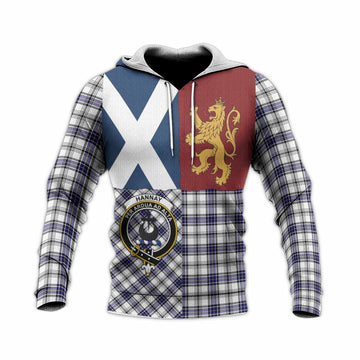 Hannay Crest Tartan Knitted Hoodie with Lion Rampant Saltire Style