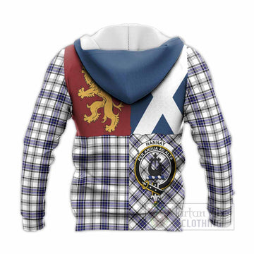 Hannay Crest Tartan Knitted Hoodie with Lion Rampant Saltire Style