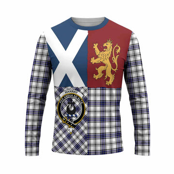 Hannay Crest Tartan Long Sleeve T-Shirt with Lion Rampant Saltire Style