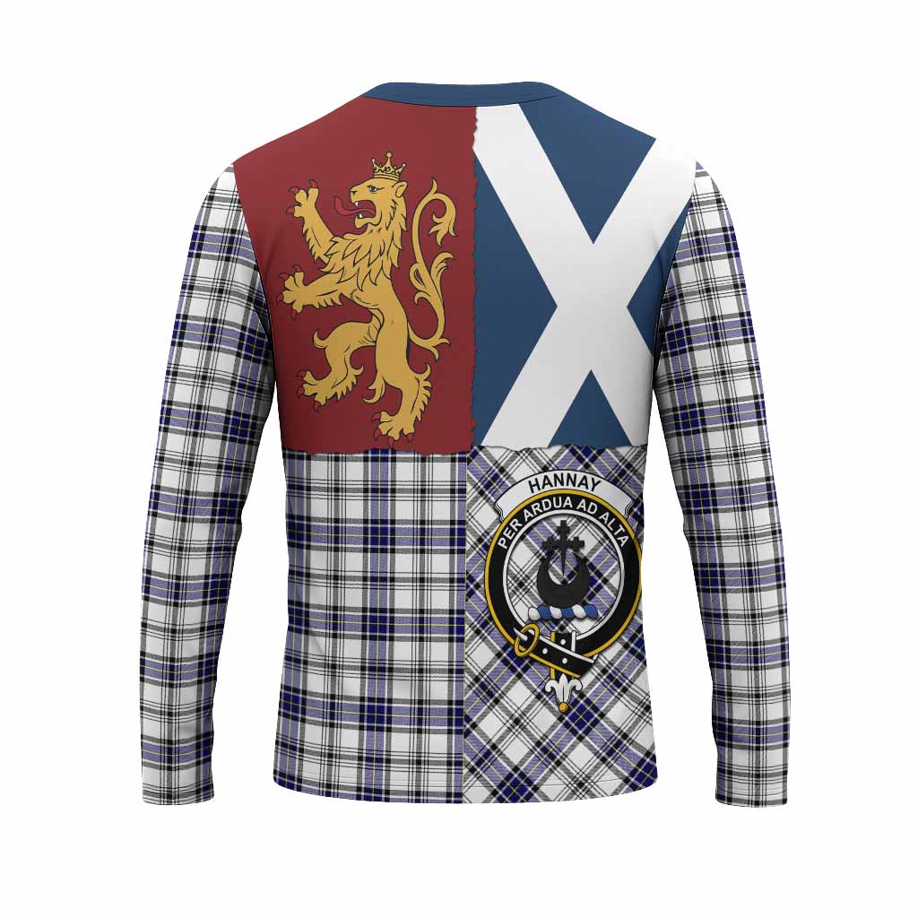 Hannay Crest Tartan Long Sleeve T-Shirt with Lion Rampant Saltire Style