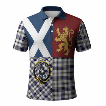 Hannay Crest Tartan Polo Shirt with Lion Rampant Saltire Style