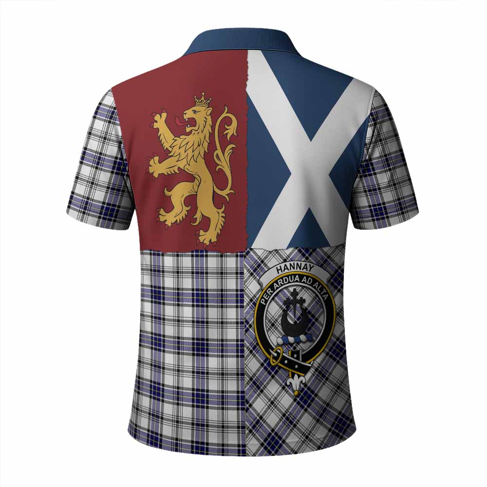Hannay Crest Tartan Polo Shirt with Lion Rampant Saltire Style
