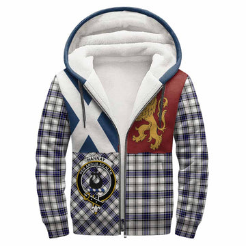 Hannay Crest Tartan Sherpa Hoodie with Lion Rampant Saltire Style